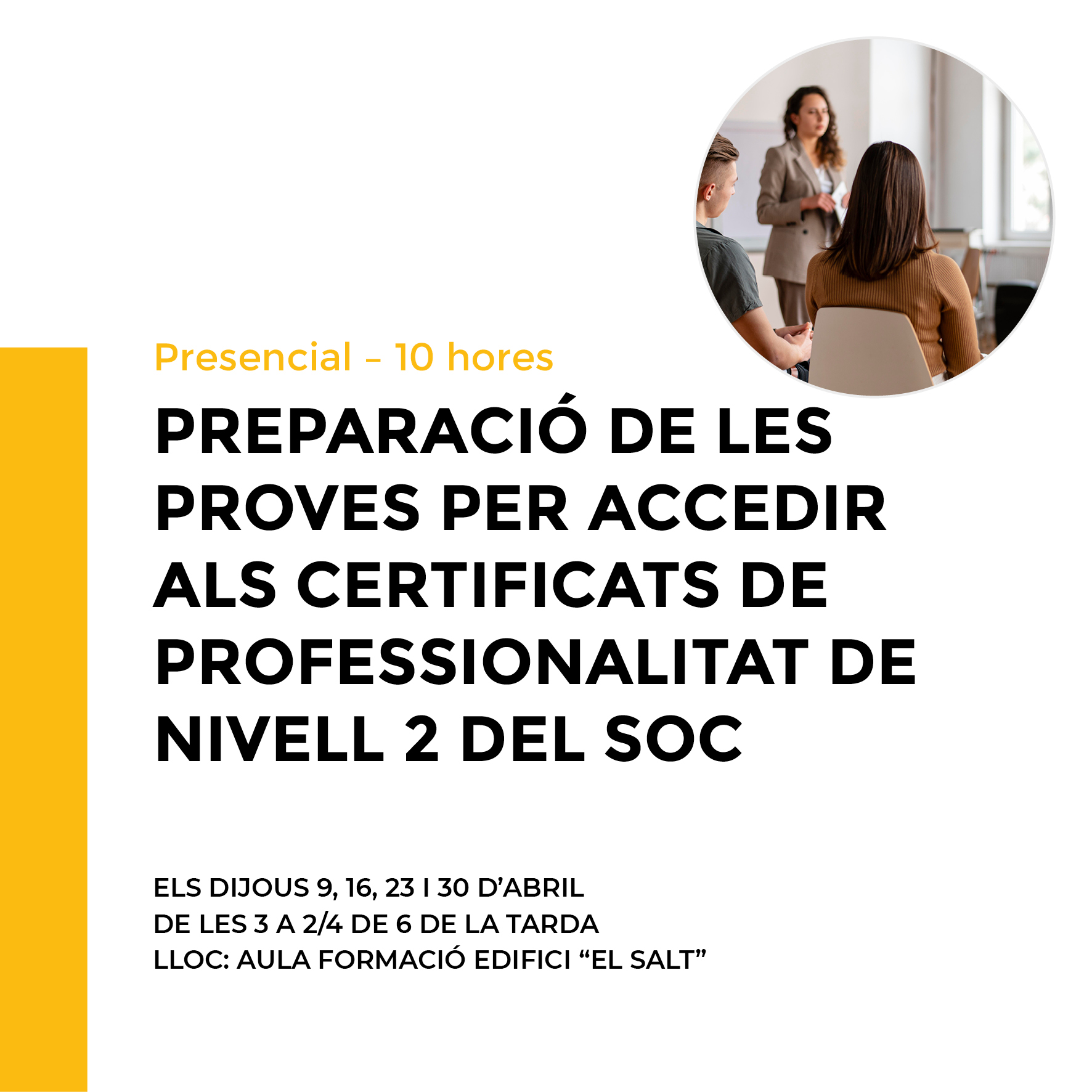 Preparaci&oacute; de les proves per accedir als certificats de professionalitat de nivell 2 del SOC