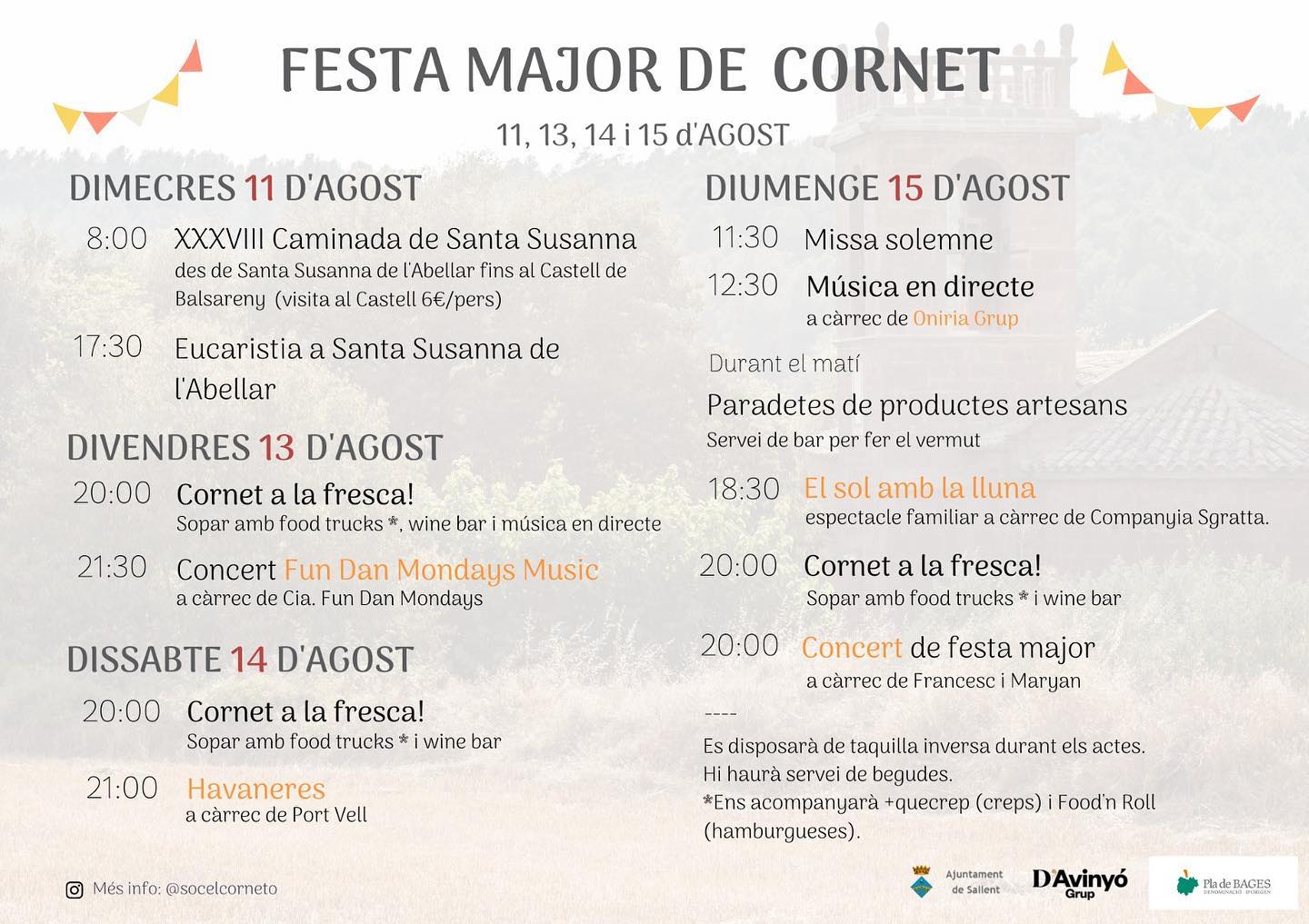 Festa Major de Cornet de l'11 al 15 d'agost 2021