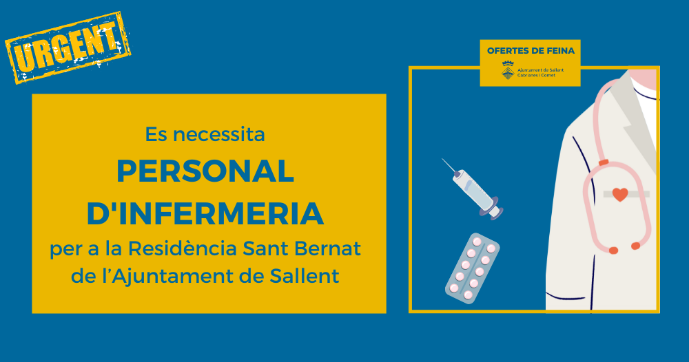 Es necessita personal d'infermeria per a la Residència Sant Bernat de Sallent