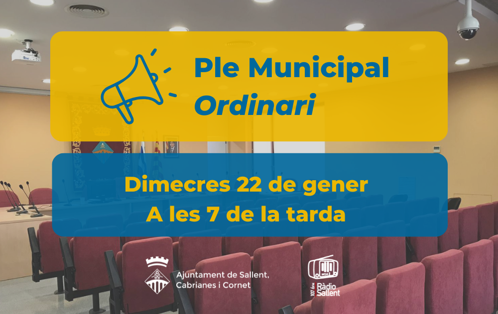 Convocatòria del Ple Municipal ordinari del 22 de gener de 2025
