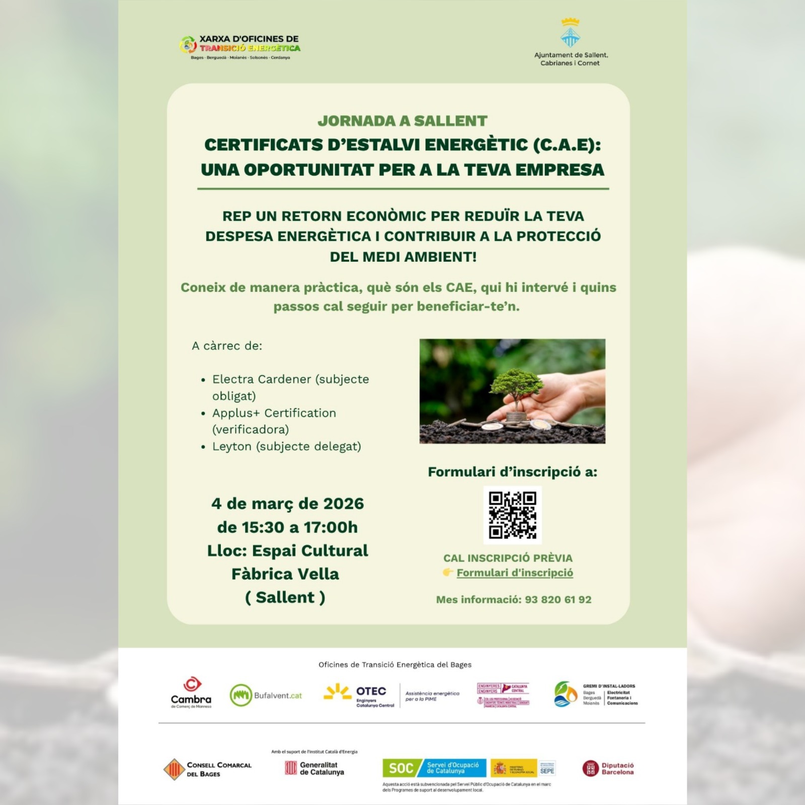 El Servei de Promoci&oacute; Econ&ograve;mica ofereix una jornada sobre els Certificats d'Estalvi Energ&egrave;tic (CAE)