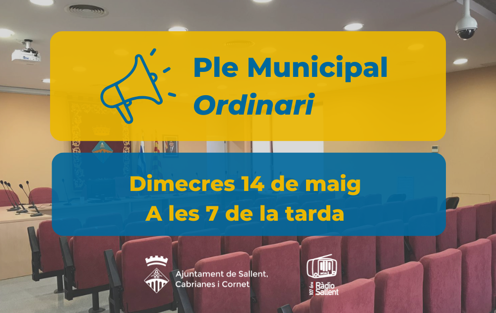 Convocatòria del Ple Municipal ordinari del 14 de maig de 2025