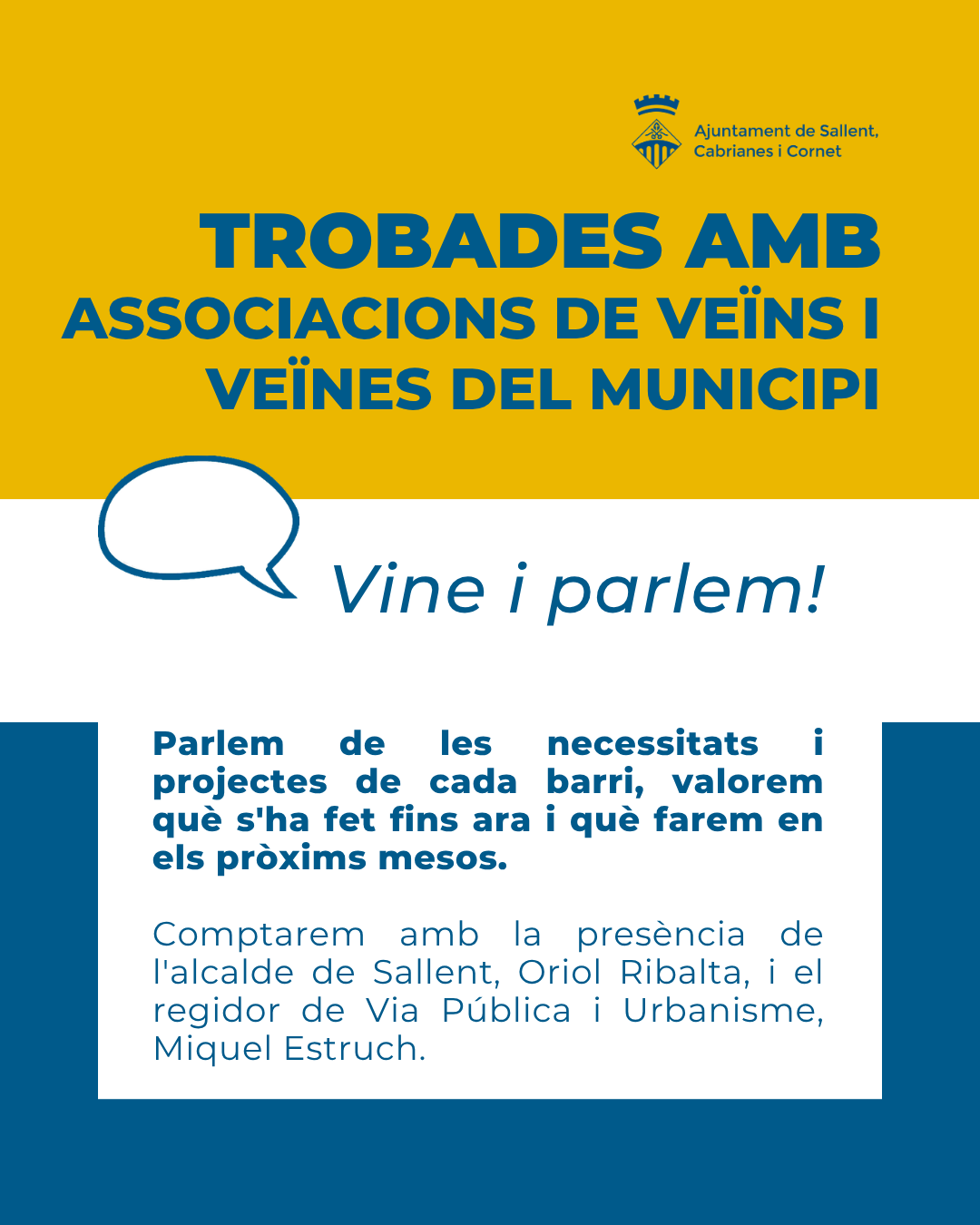 L'Ajuntament de Sallent impulsa una nova edici&oacute; de les trobades amb les associacions de veïns i veïnes del municipi.