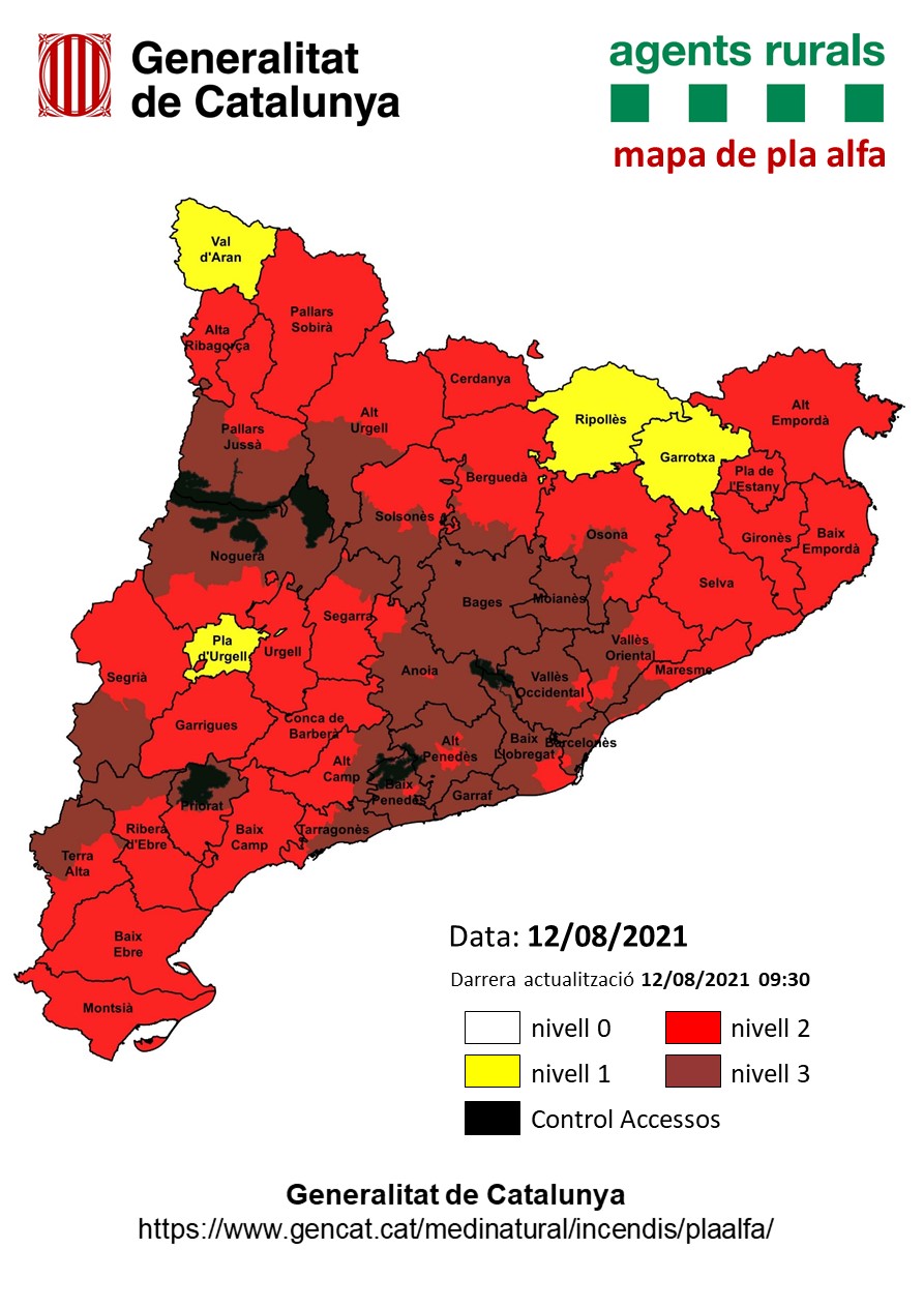 Activat el Pla ALFA en nivell 3 en determinats municipis