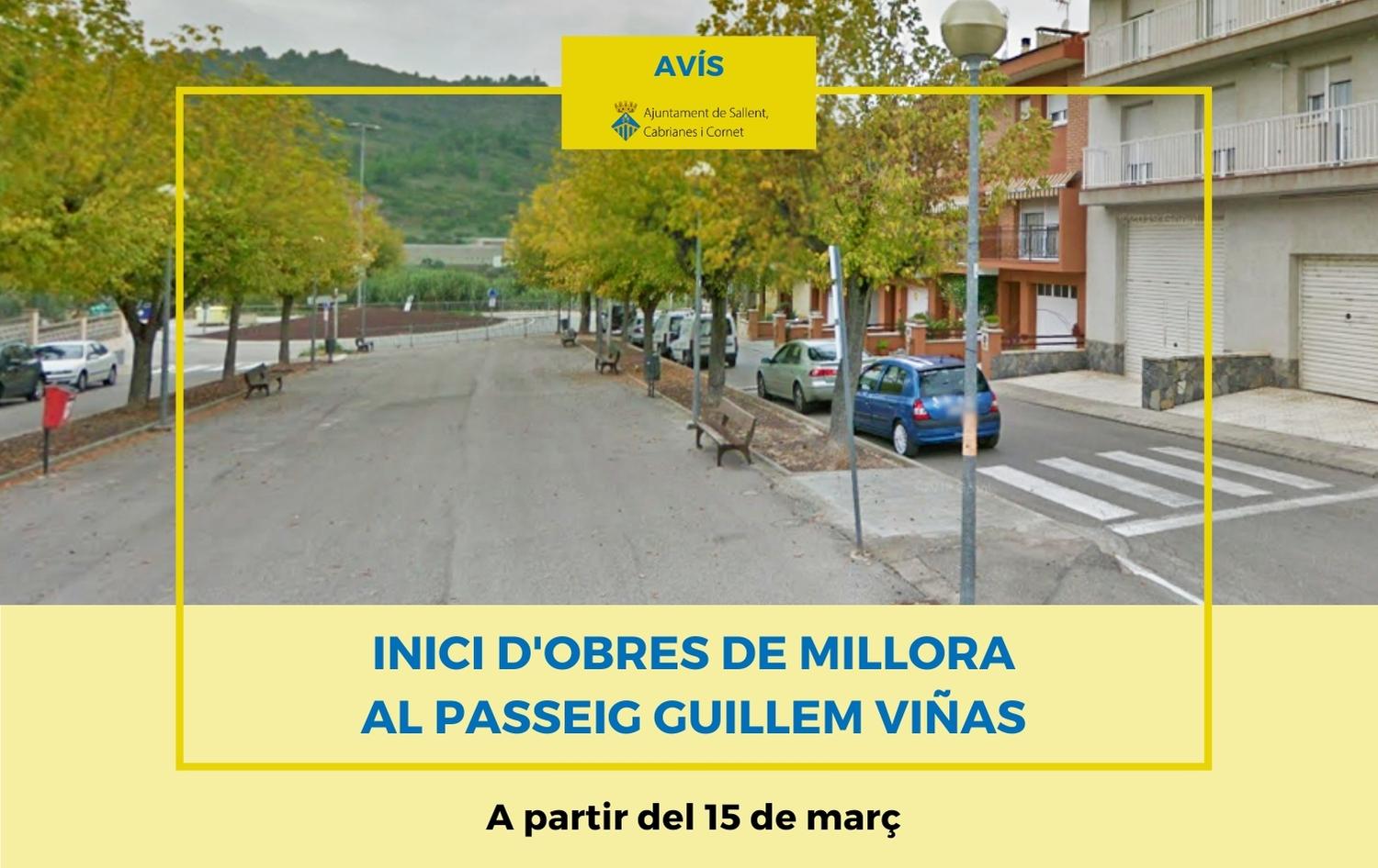 Les obres del Passeig Guillem Viñas comencen el 15 de març