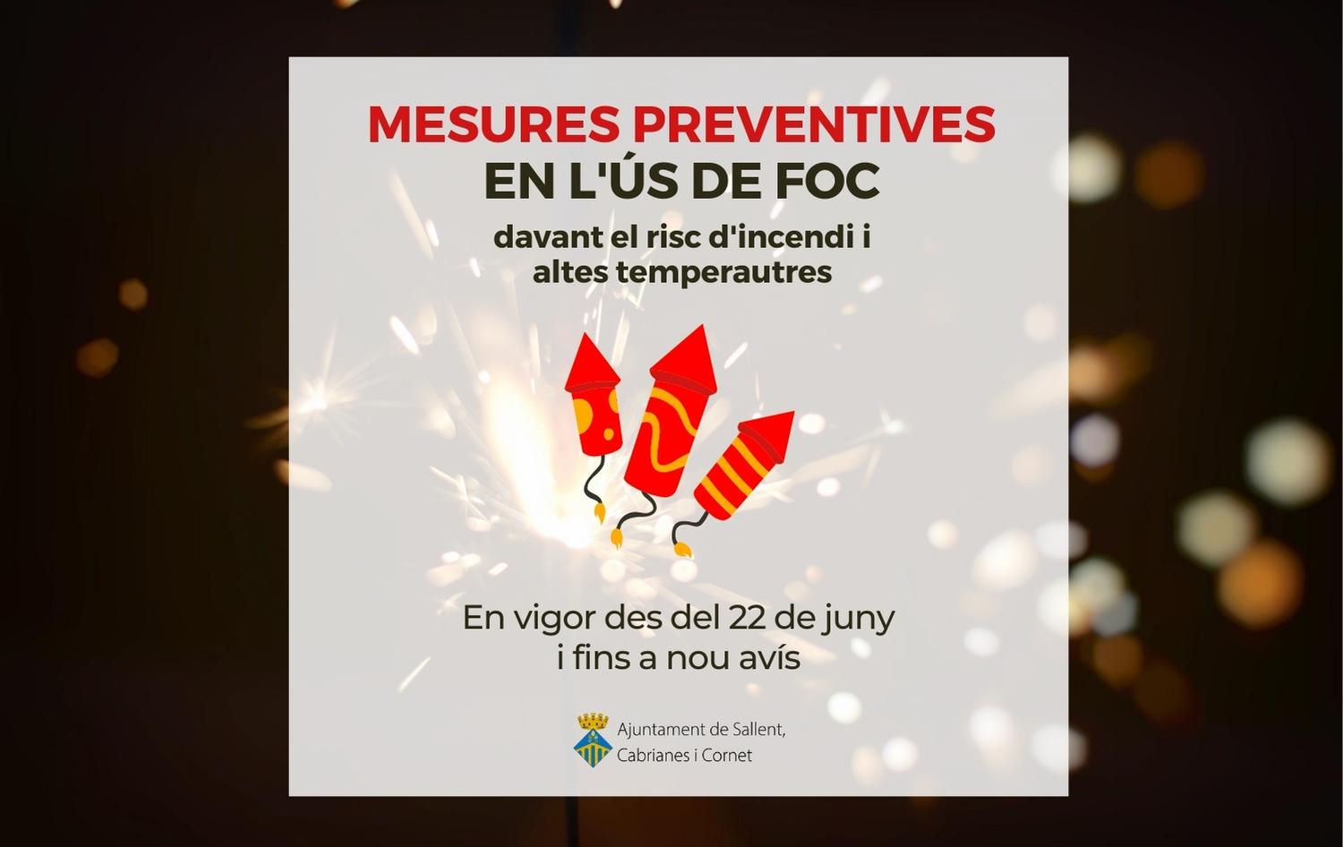 Mesures preventives en l'ús de foc vigents des del 22 de juny