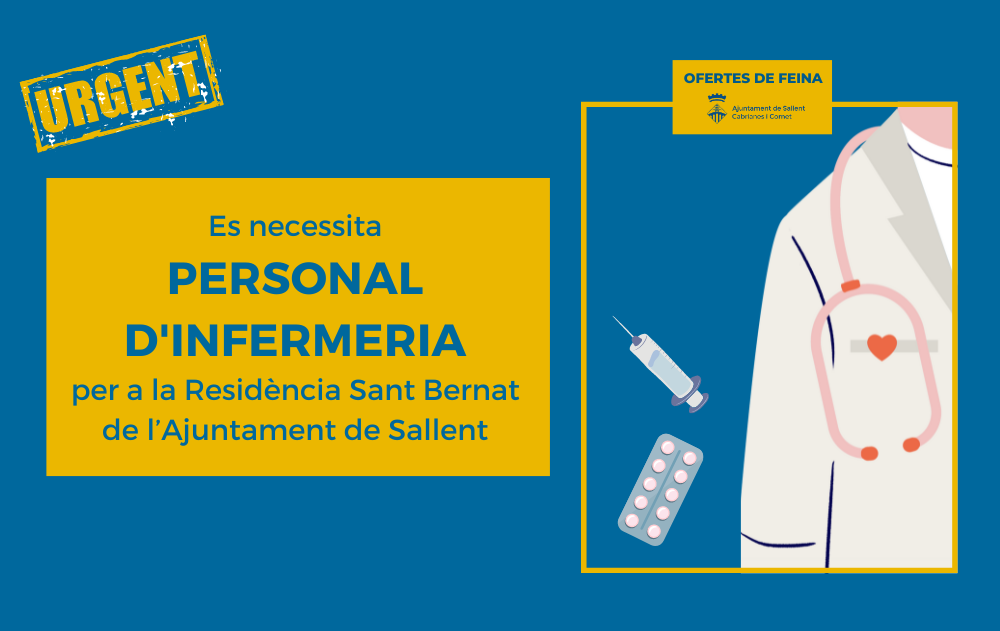 Oferta de feina - Personal d'infermeria per a la Residència Sant Bernat