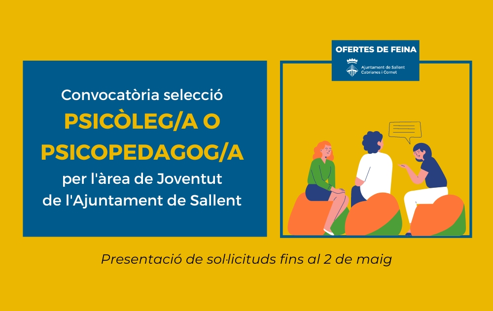 Oferta de feina per incorporació immediata - Psicòleg/a o psicopedagog/a