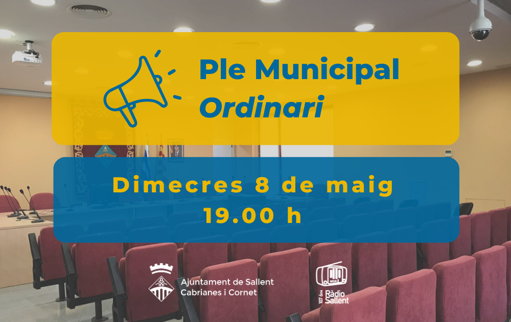 Convocatòria del Ple Municipal ordinari del 8 de maig de 2024