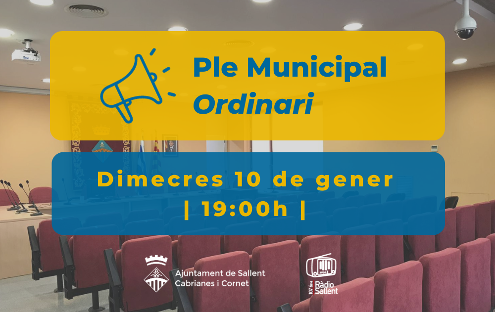 Convocatòria del Ple Municipal del 10 de gener de 2024