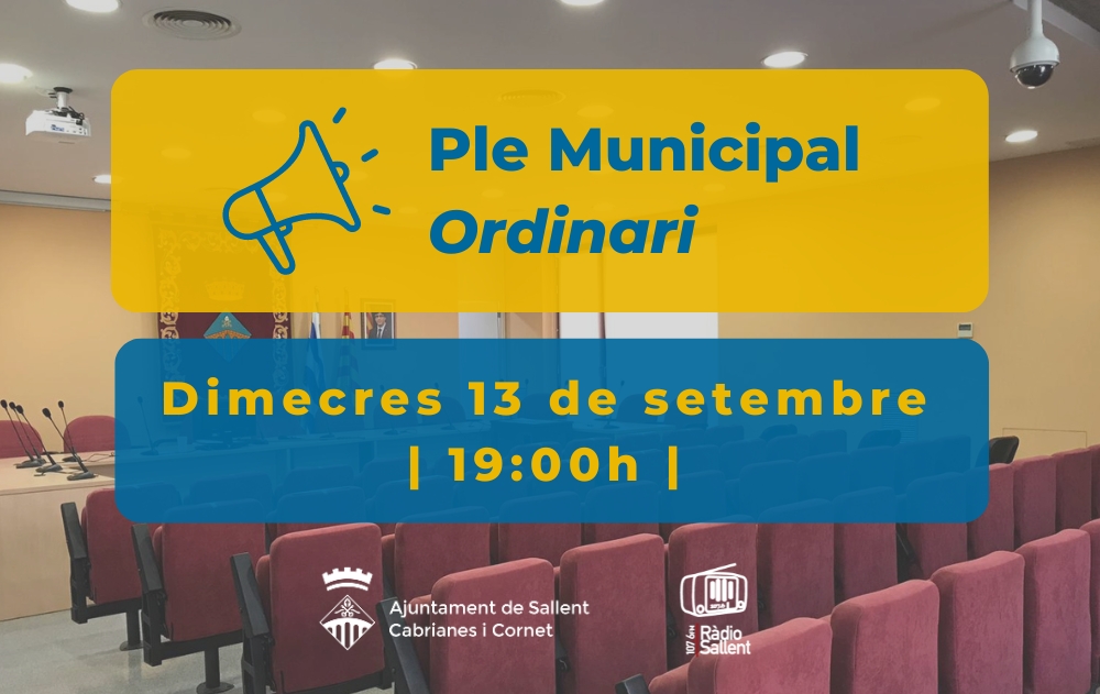 Convocatòria del Ple Municipal del 13 de setembre de 2023