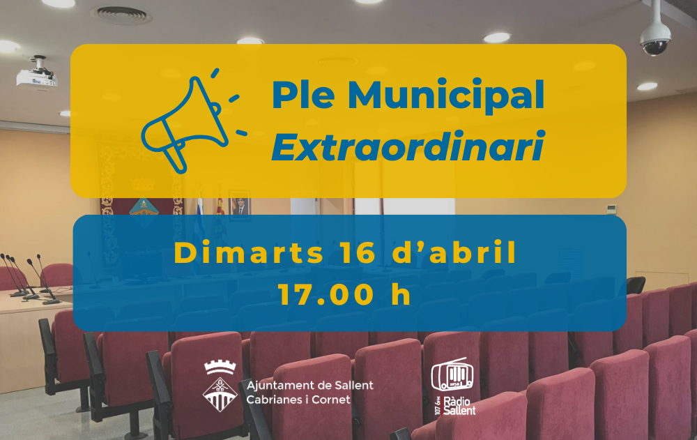 Convocatòria del Ple Municipal extraordinari del 16 d'abril de 2024