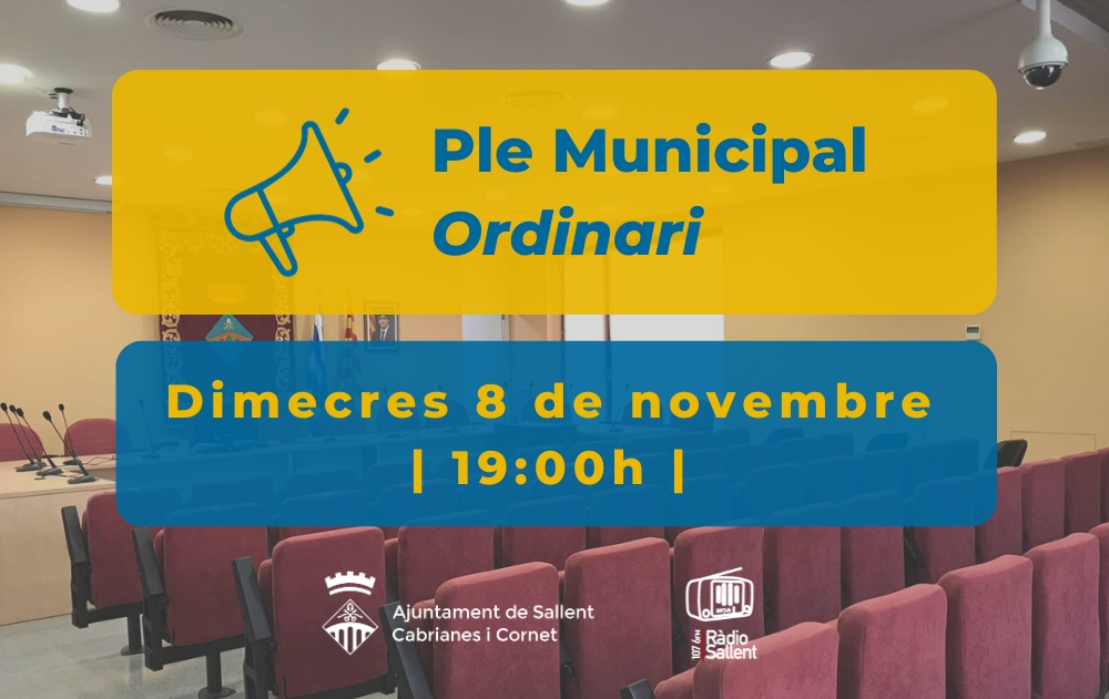 Convocatòria del Ple Municipal del 8 de novembre de 2023