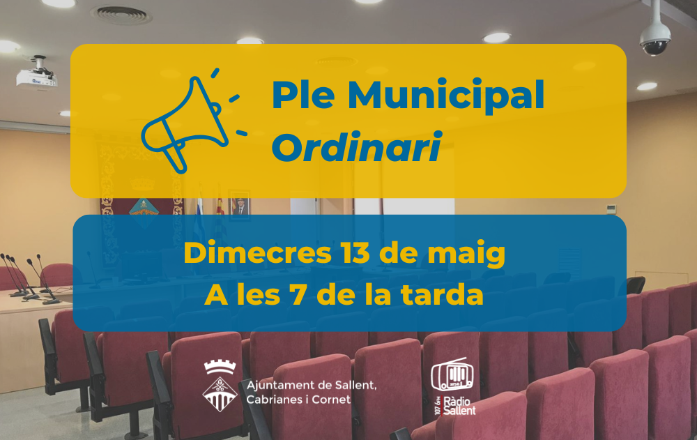 Convocat&ograve;ria del Ple Municipal ordinari del 13 de maig de 2026 